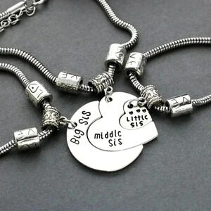 3 my sisters Heart chamrs 3 bracelets